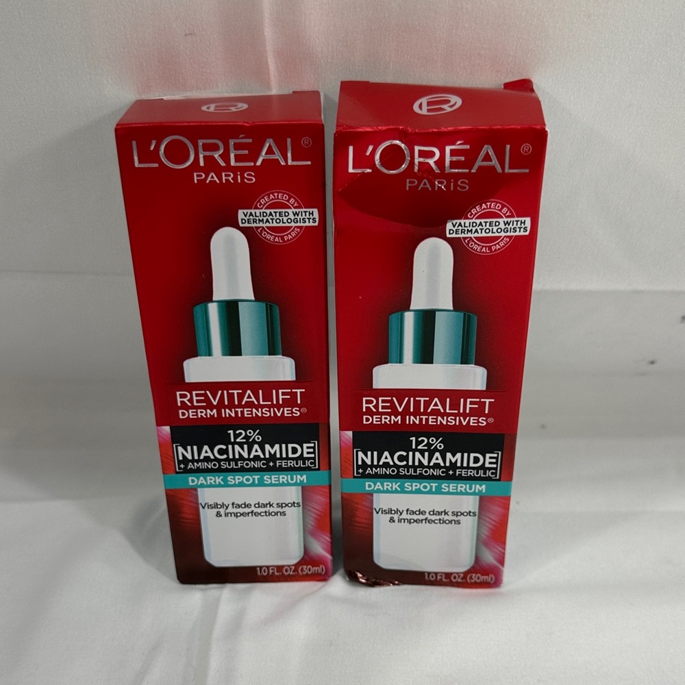 NIB Lot 2 L’Oreal Revitalift Derm Intensives 12% Niacinamide Dark Spot Serum 1oz
